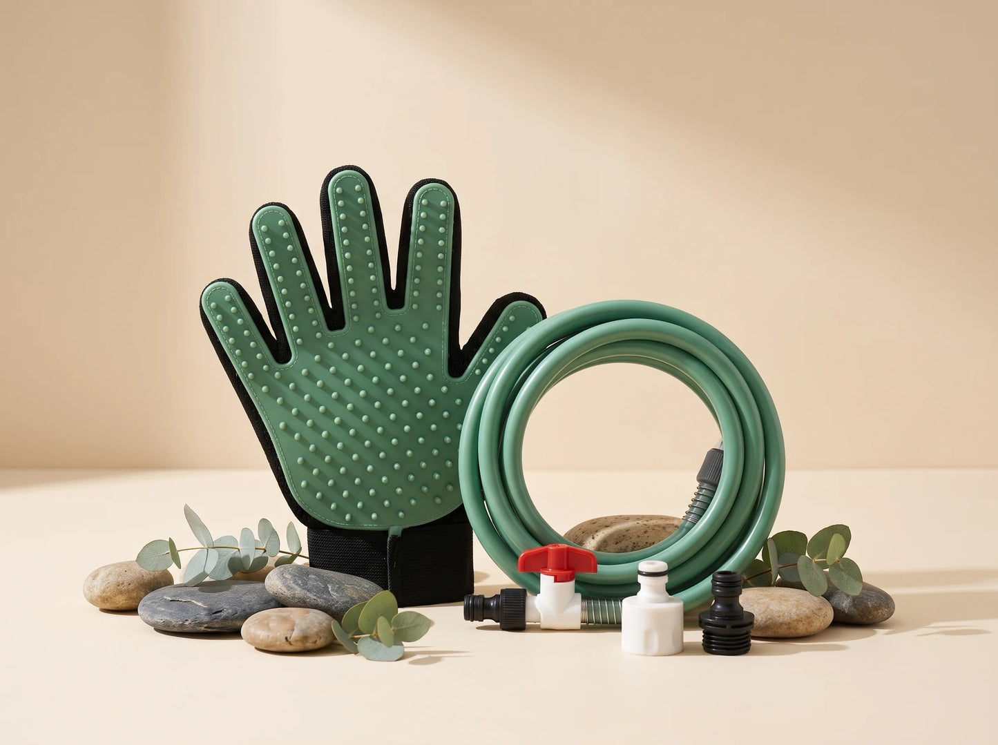 Bath Glove with Hose for Dogs & Cats- Easy Bathing