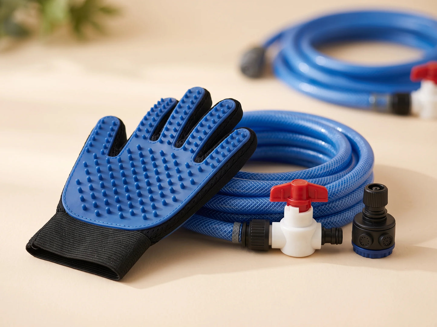 Bath Glove with Hose for Dogs & Cats- Easy Bathing