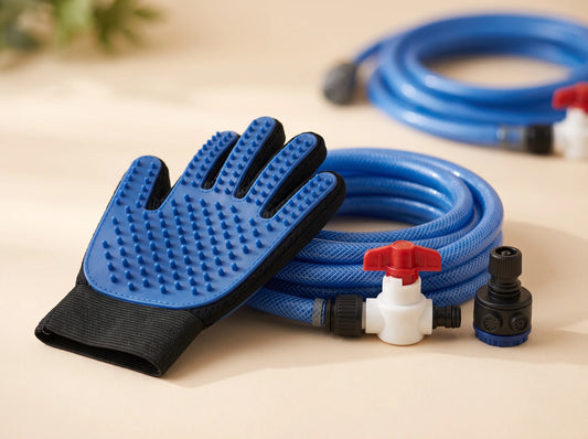 Bath Glove with Hose for Dogs & Cats- Easy Bathing
