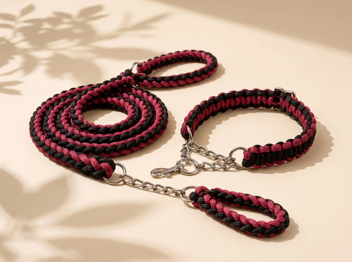 Braided Rope Dog Leash & Collar Set