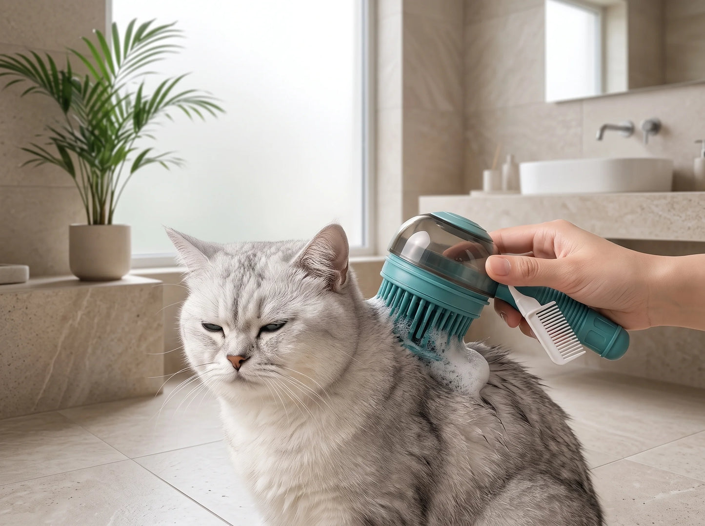 Cat Shampoo Brush for Gentle Bathing & Grooming