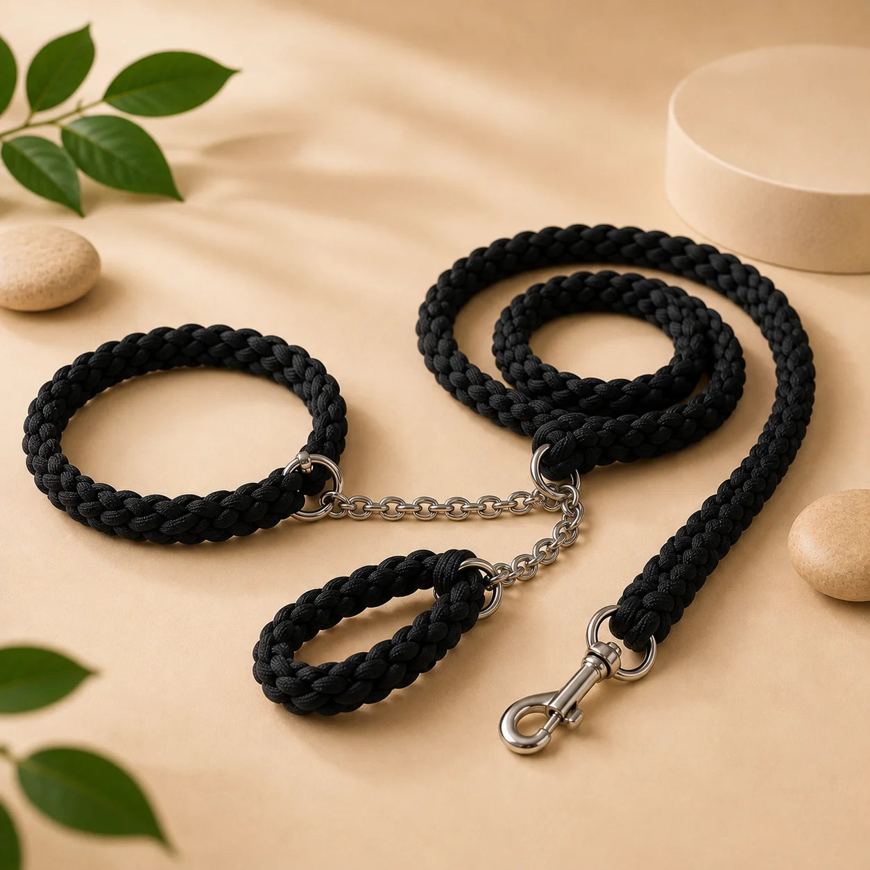 Braided Rope Dog Leash & Collar Set