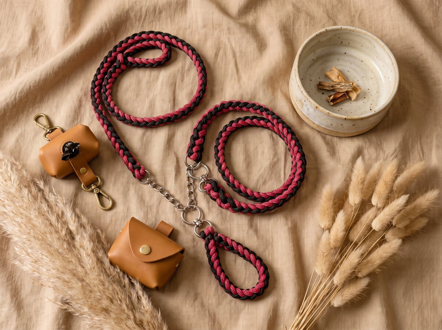 Braided Rope Dog Leash & Collar Set