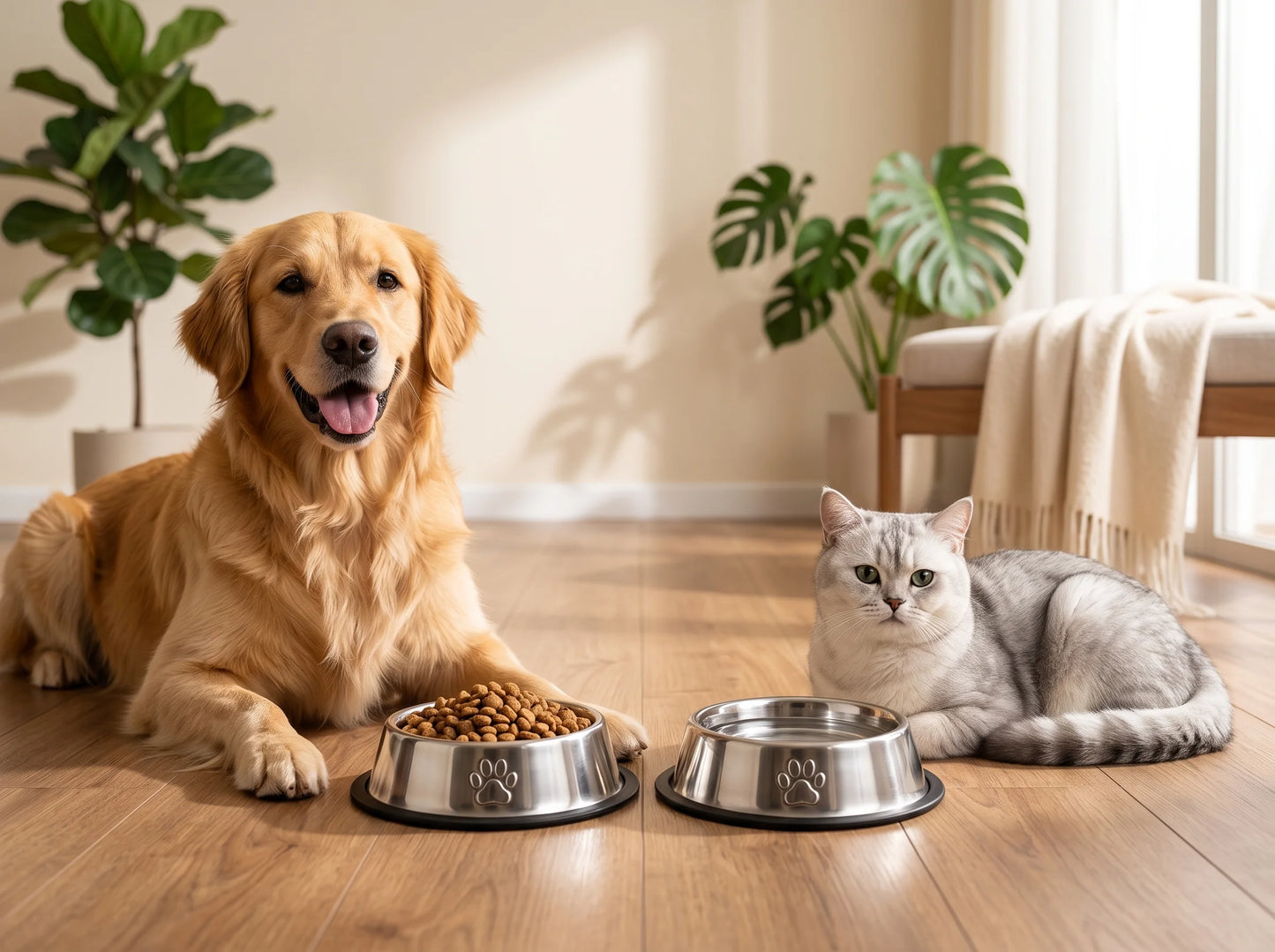 500ml Stainless Steel Pet Feeding Bowl for Dogs & Cats