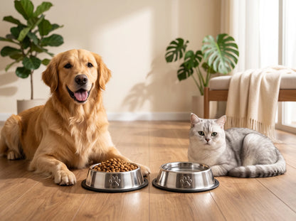 500ml Stainless Steel Pet Feeding Bowl for Dogs & Cats
