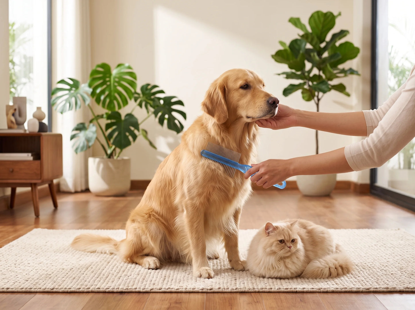 2-Sided Pet Grooming Brush & Comb for Dogs & Cats