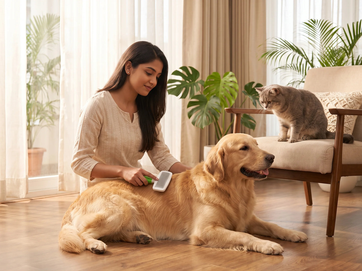 Slicker Brush with Comb for Dogs & Cats